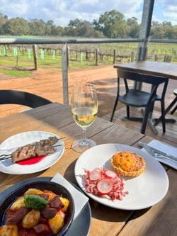 Lamb Skewers, Tart & Chorizo at Upper Reach Swan Valley winery